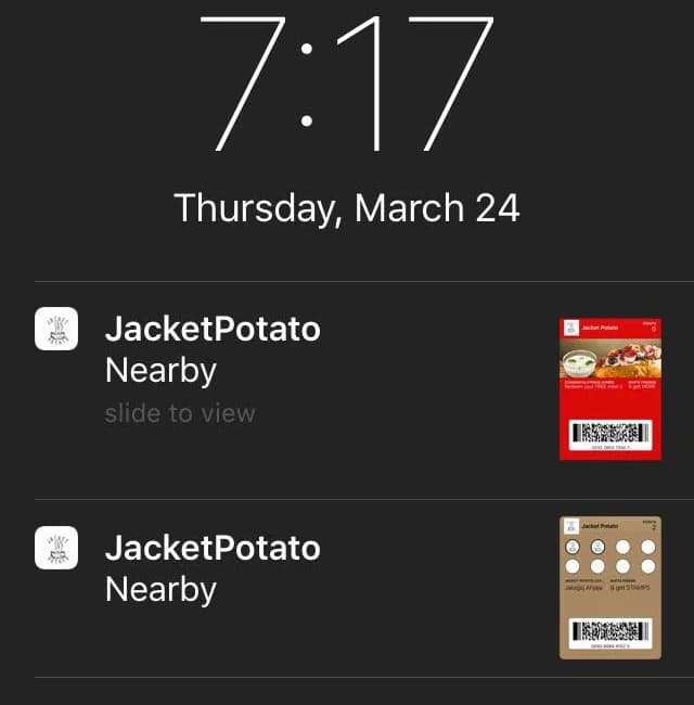BLE proximity — "Nearby" Wallet passes on the lock screen